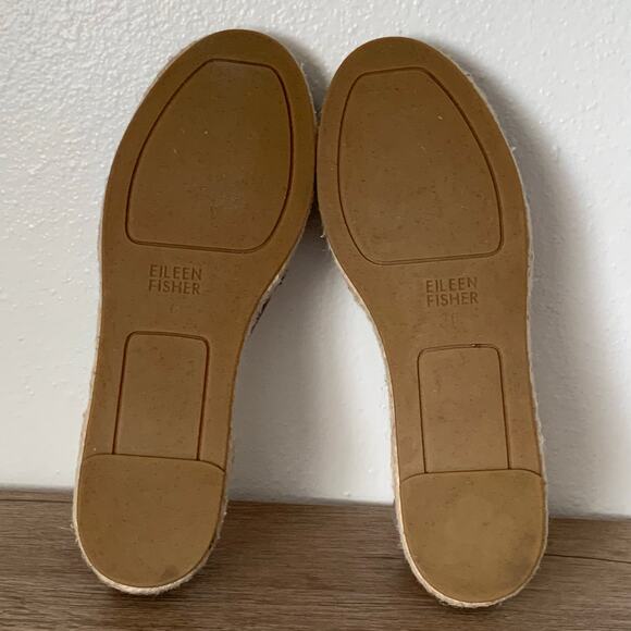 Eileen Fisher Lee 2 Espadrille Sandals Closed Toe 6 US Leather Flats Mica Jute - Picture 11 of 12